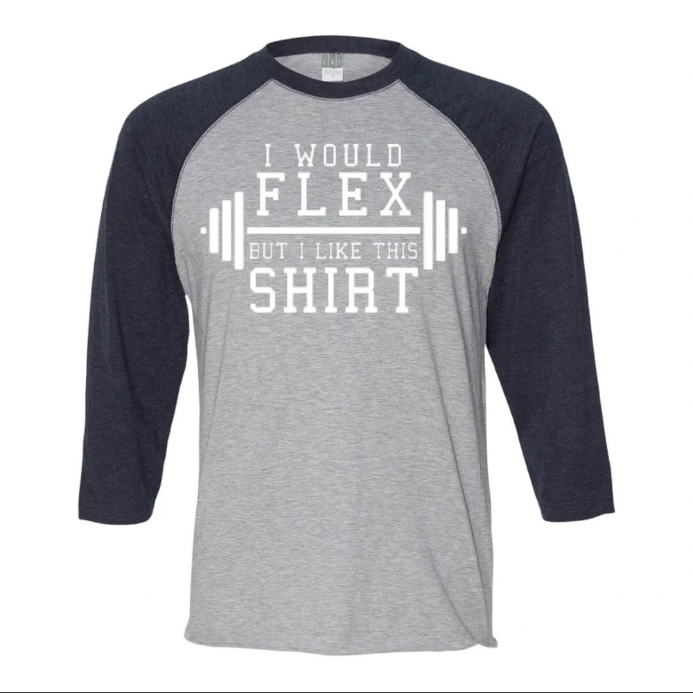 NEW Mens Lat Would Flex But I Like Workout 3/4 Sleeve Baseball Shirt S-2XL